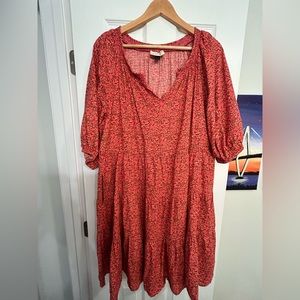 Universal Thread - Pink/Maroon/Orange Mid Sleeve floral - Mini Dress - Size L